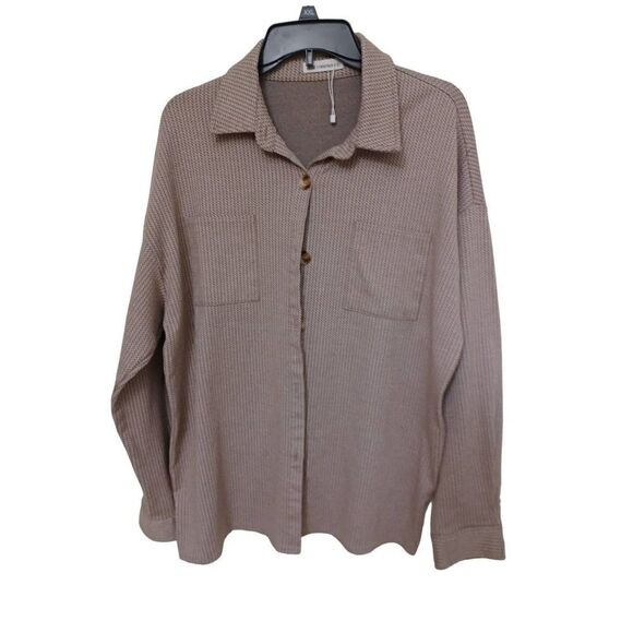 12th Tribe-single layer Shacket, tan, XL - Picture 1 of 3
